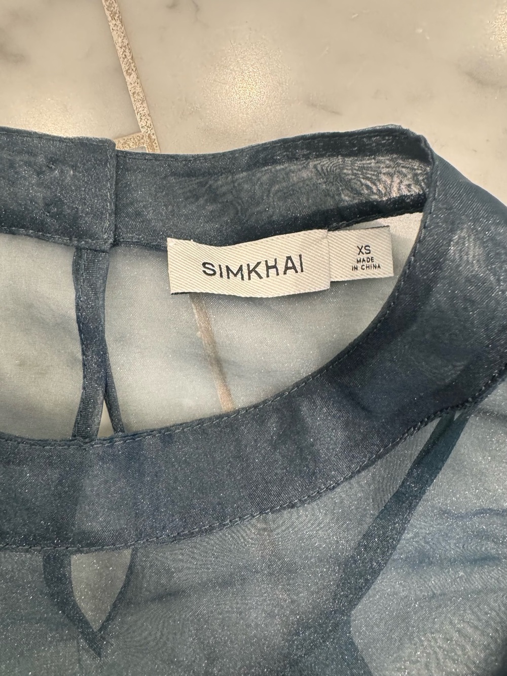Simkhai Corina Organza Ruffle Top Green XS - Picture 3 of 3